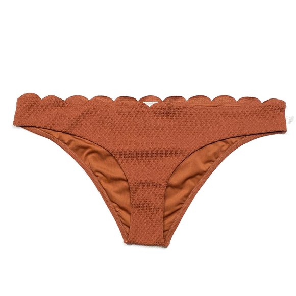 Swim Scalloped Edge Textured Bikini Swim Bottoms